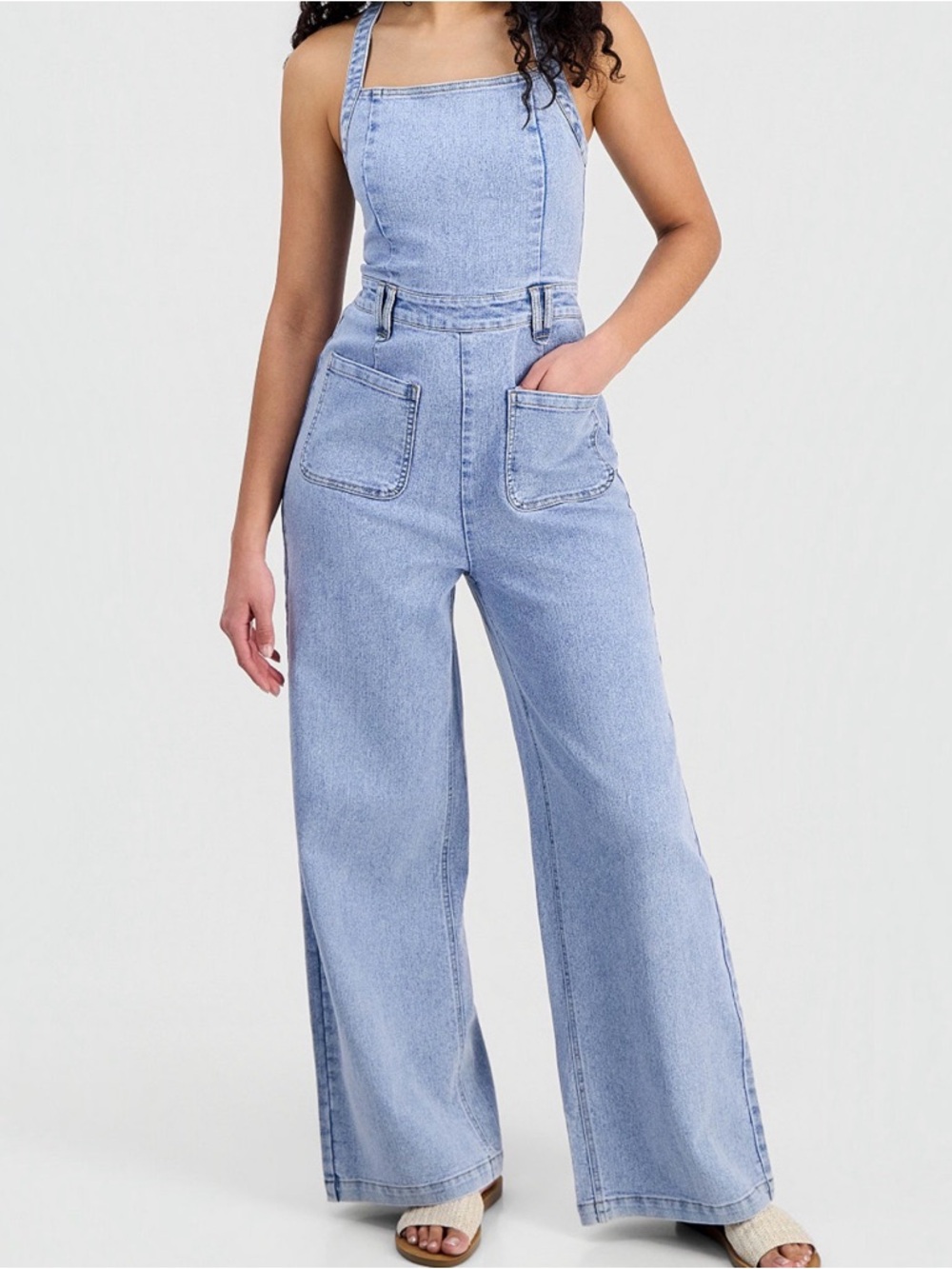 Tinseltown Light Blue Wide-Leg Denim Overalls

XS and S available